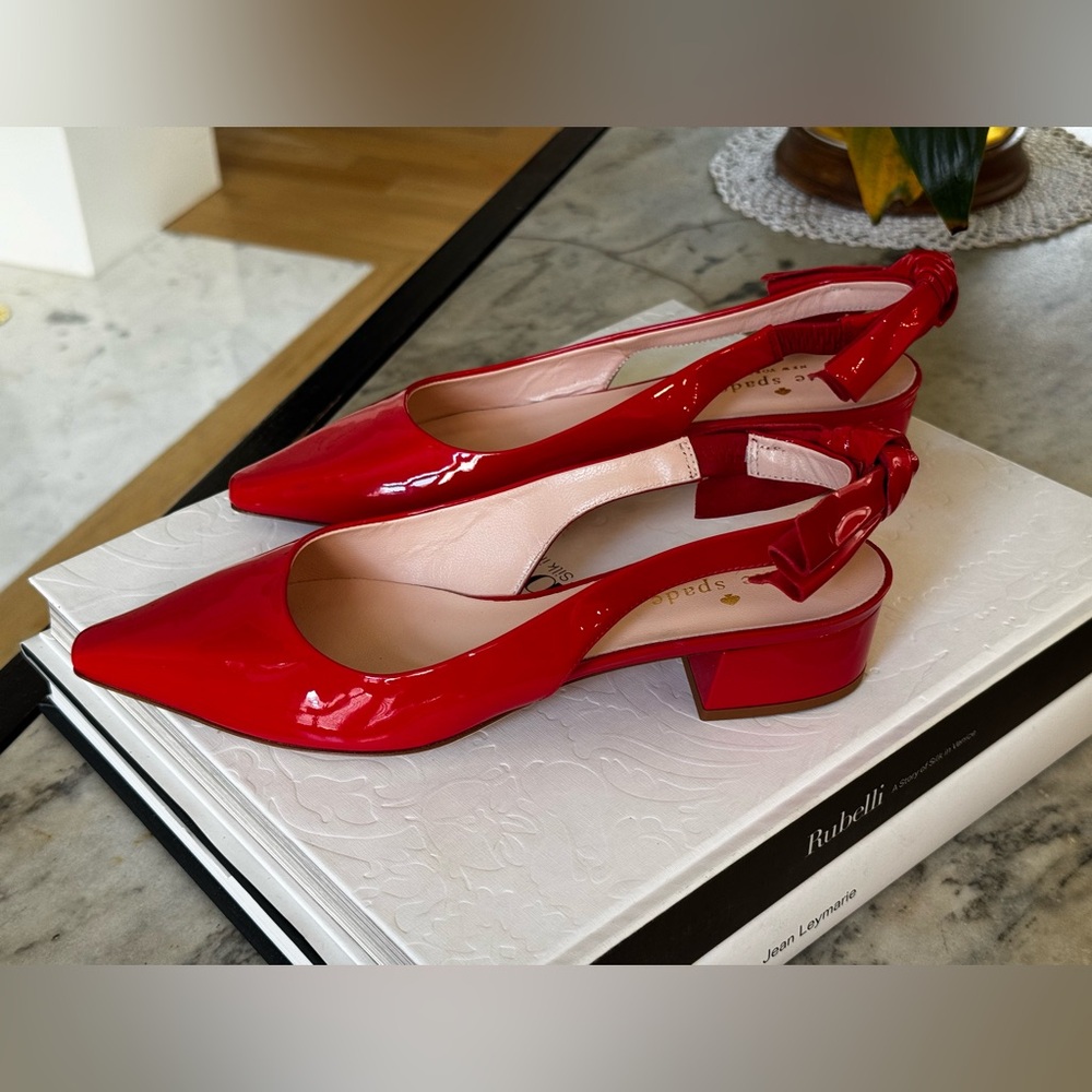 Kate Spade New York Red Patent Leather Slingbacks - Size 5M - Made in Italy NEW - Picture 5 of 6